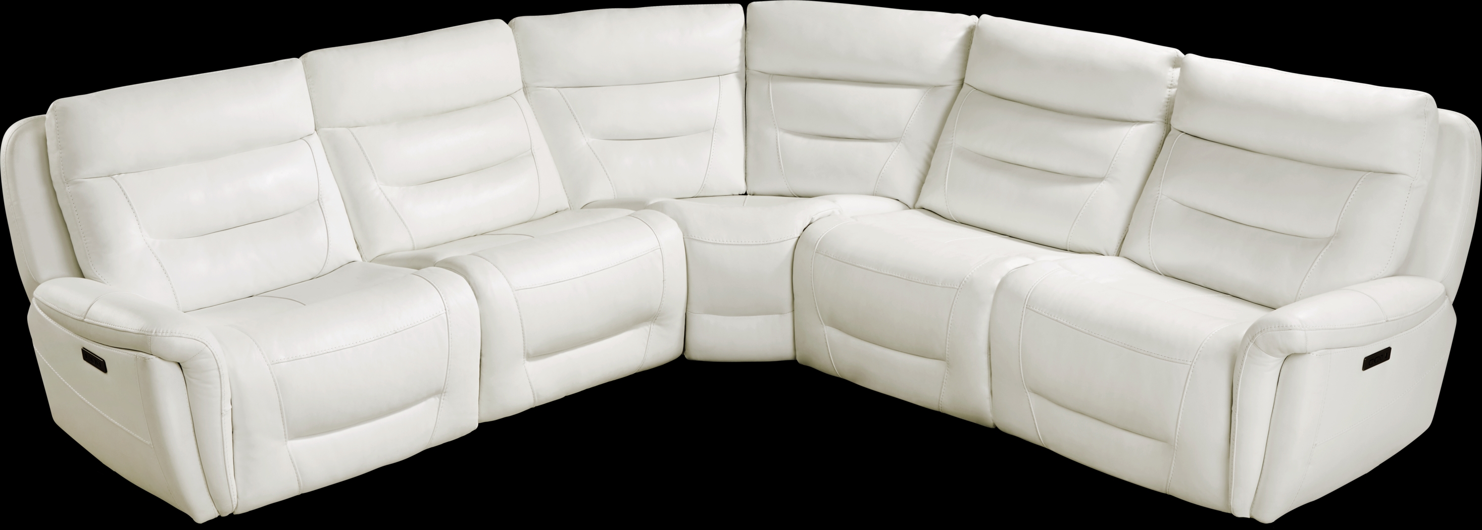 Regis Park White Leather 5 Pc Dual Power Reclining Sectional - Thumbnail - Image 3
