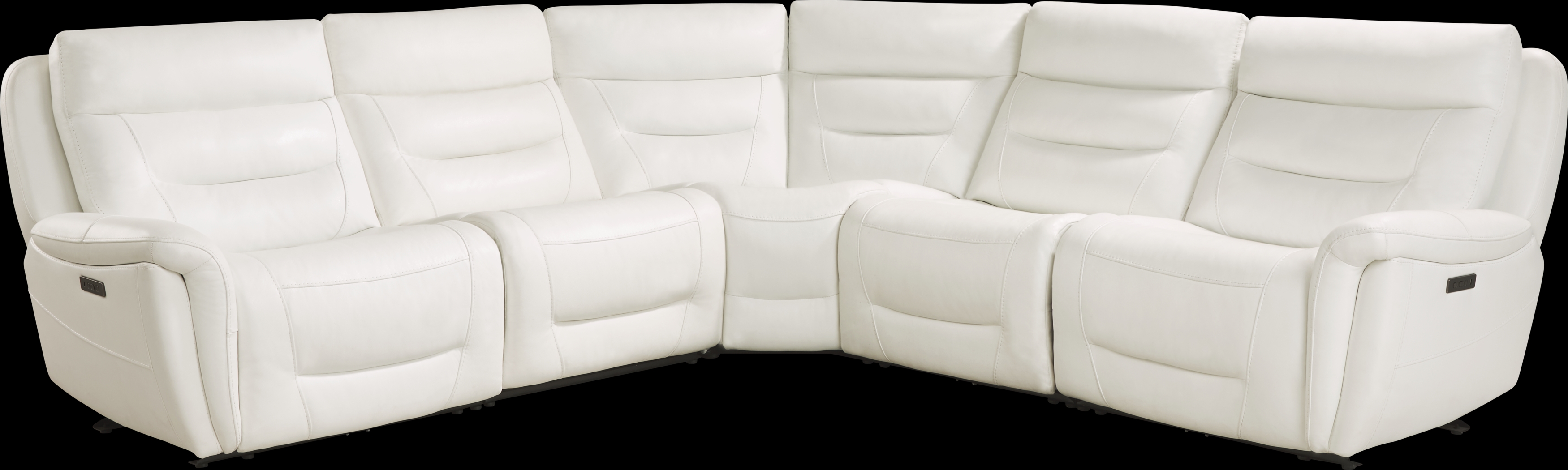 Regis Park White Leather 5 Pc Dual Power Reclining Sectional - Thumbnail - Image 4