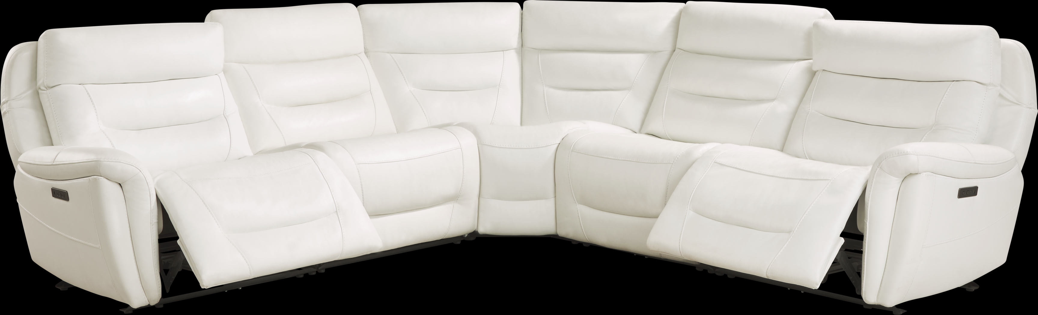 Regis Park White Leather 5 Pc Dual Power Reclining Sectional - Thumbnail - Image 1