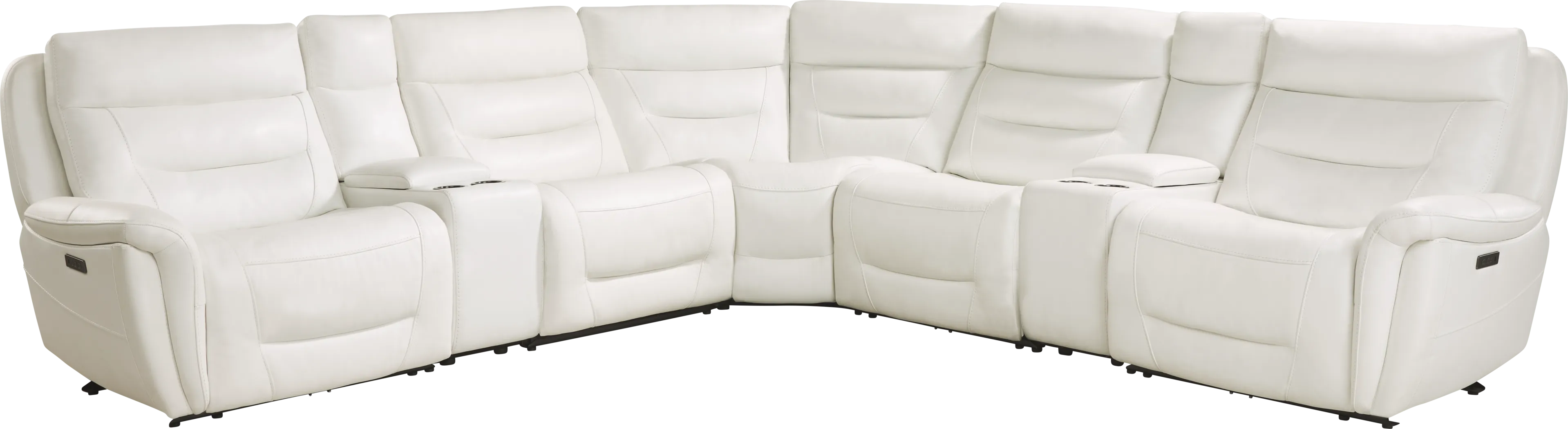 Regis Park White Leather 7 Pc Dual Power Reclining Sectional - Thumbnail - Image 3