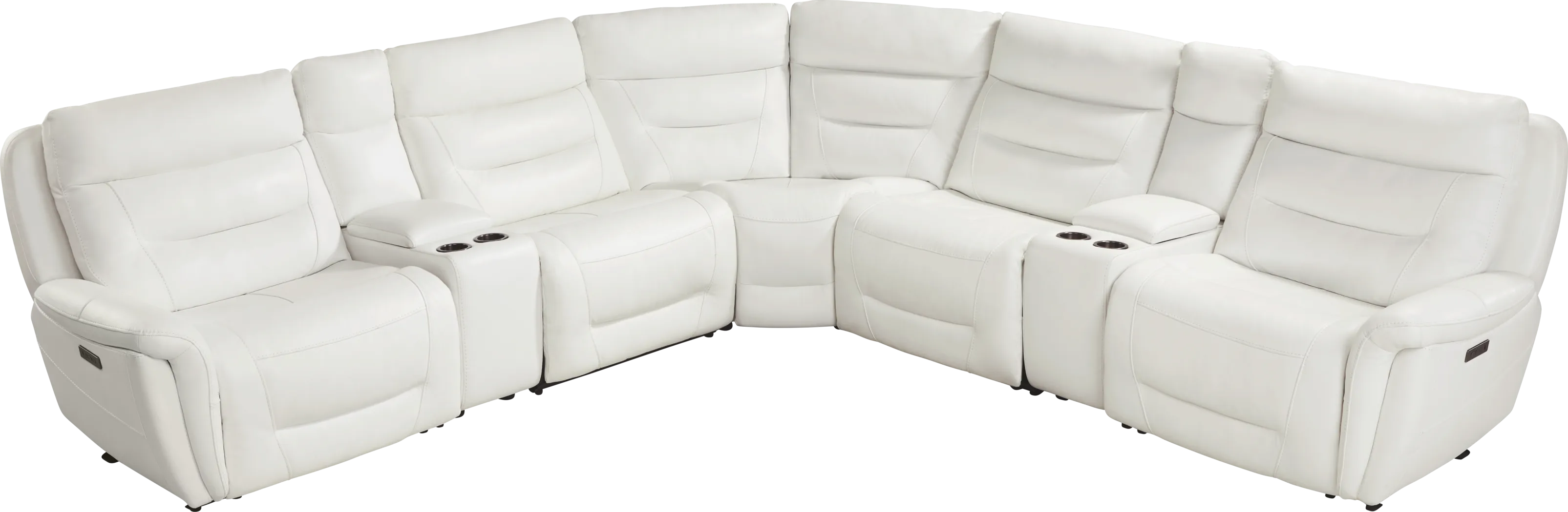 Regis Park White Leather 7 Pc Dual Power Reclining Sectional - Thumbnail - Image 4