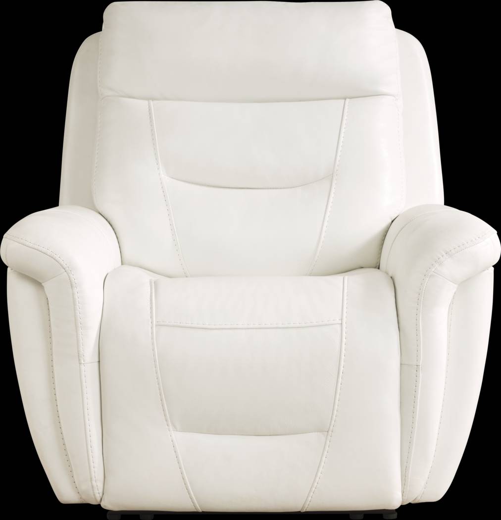 Regis Park White Leather Dual Power Recliner - Thumbnail - Image 2