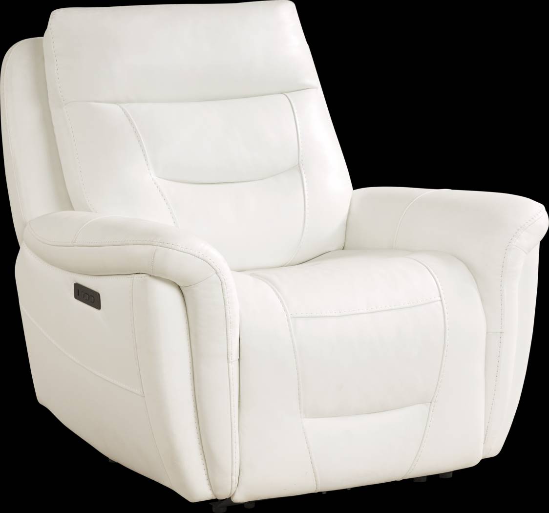Regis Park White Leather Dual Power Recliner - Thumbnail - Image 3
