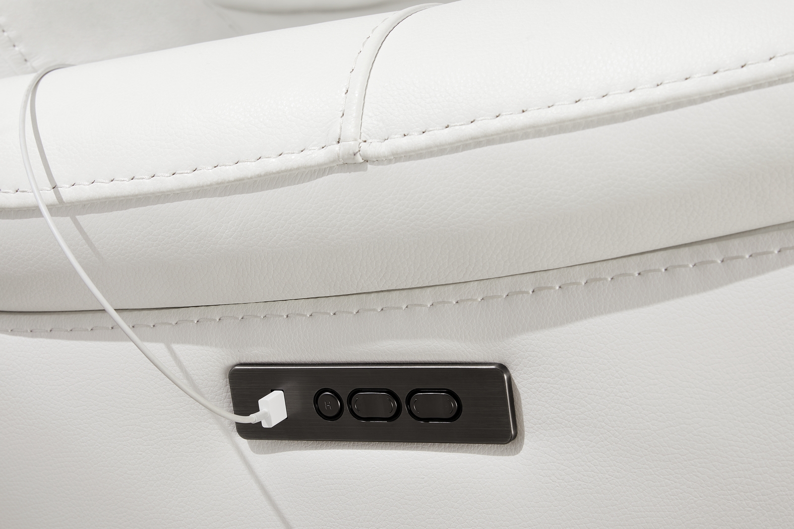 Regis Park White Leather Dual Power Recliner - Thumbnail - Image 4