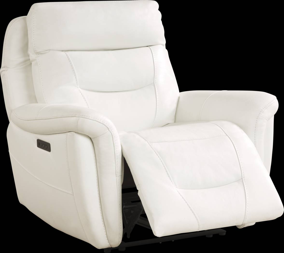 Regis Park White Leather Dual Power Recliner - Thumbnail - Image 1