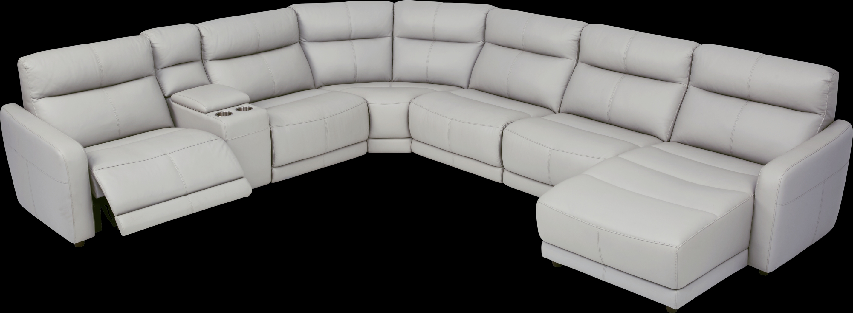 Cindy Crawford Home Salento Gray 7 Pc Leather Power Reclining Sectional - Thumbnail - Image 3