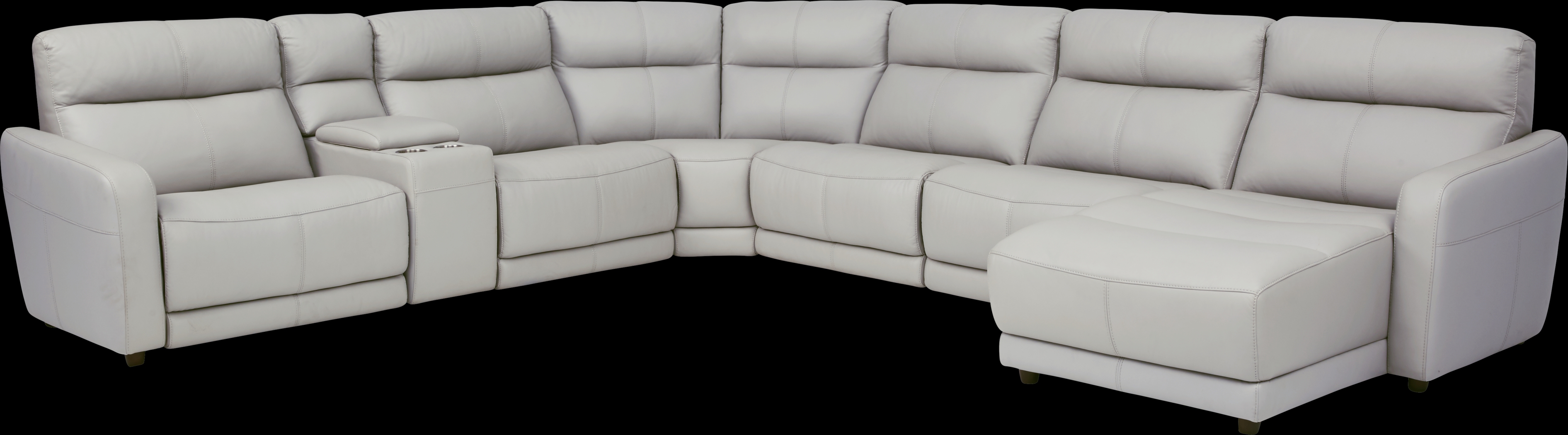 Cindy Crawford Home Salento Gray 7 Pc Leather Power Reclining Sectional - Thumbnail - Image 1