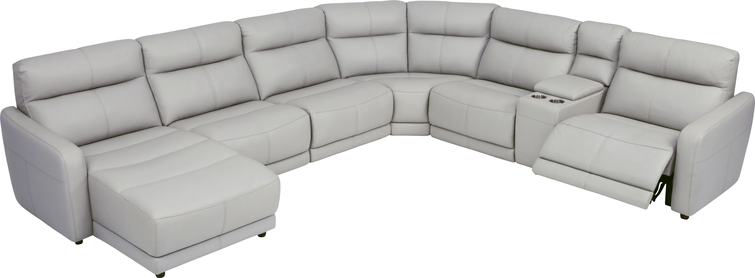 Cindy Crawford Home Salento Gray 7 Pc Leather Power Reclining Sectional - Thumbnail - Image 3