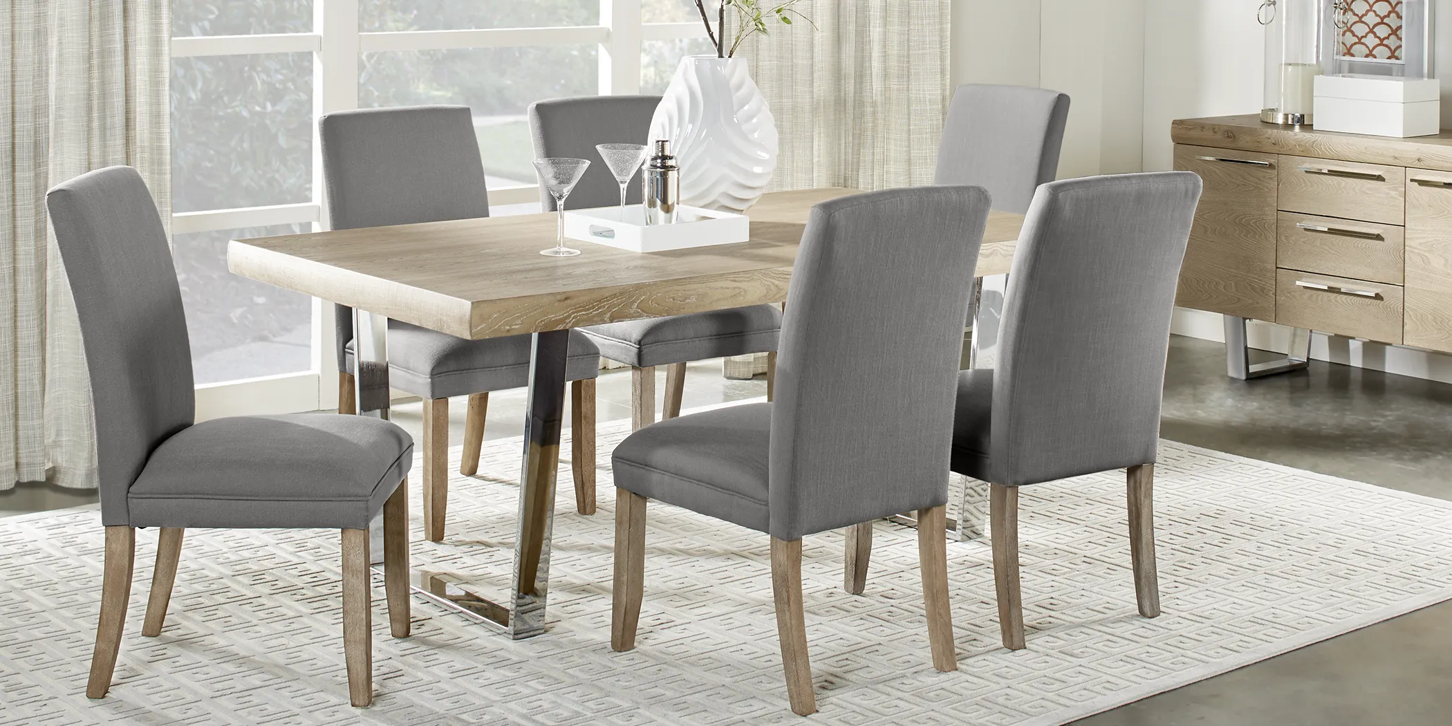 Cindy Crawford Home San Francisco Ash 5 Pc Dining Room with Charcoal Chairs - Thumbnail - Image 1
