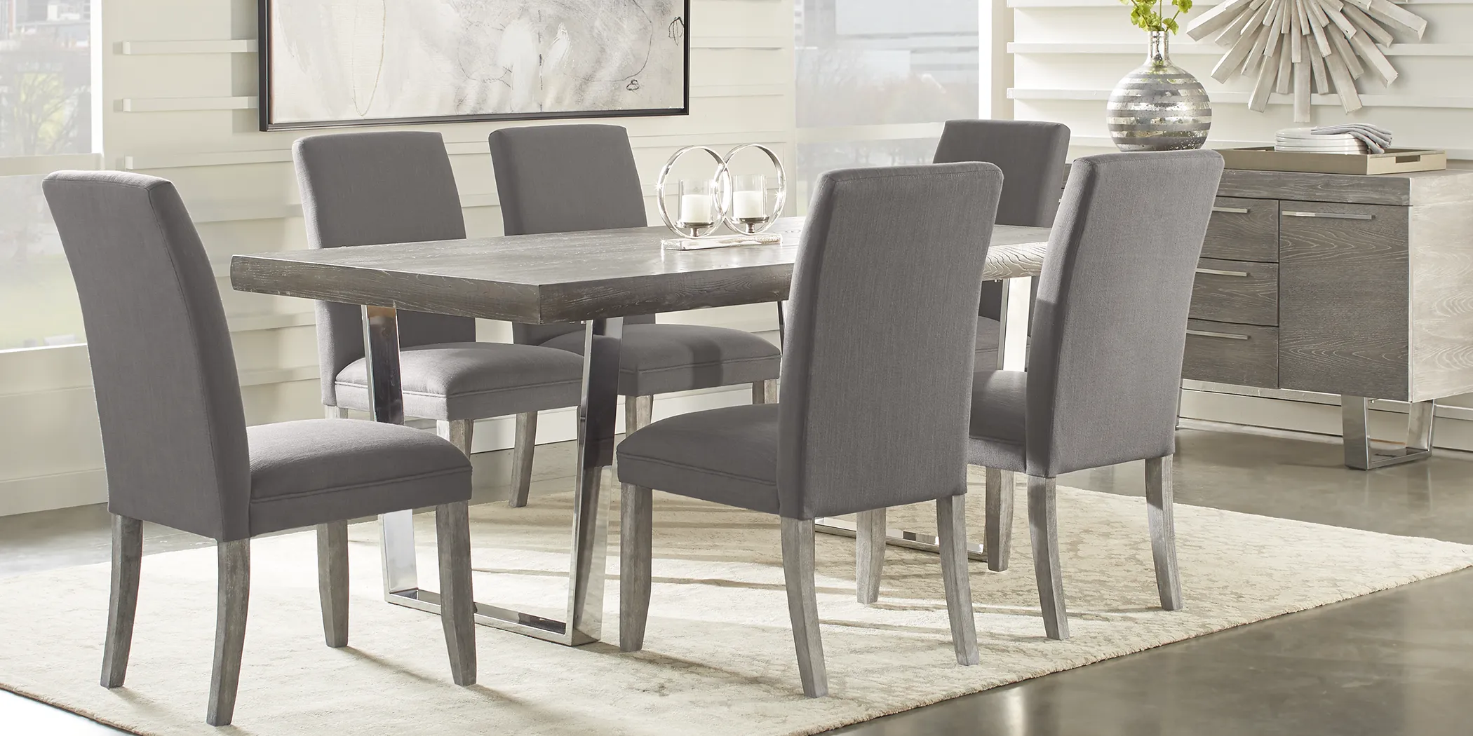 Cindy Crawford Home San Francisco Gray 5 Pc Dining Room with Charcoal Chairs - Thumbnail - Image 1