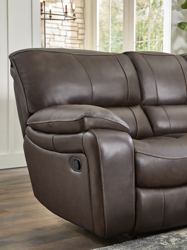 Cindy Crawford Home San Gabriel Brown Leather Reclining Sofa - Thumbnail - Image 3