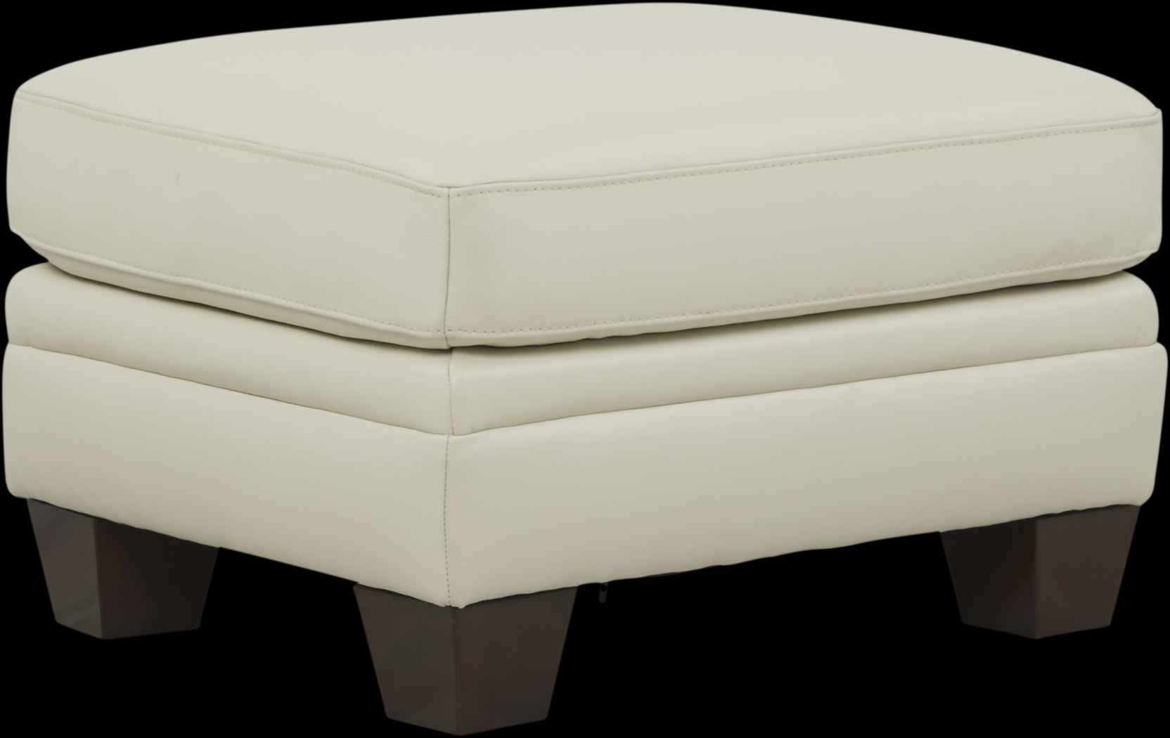Cindy Crawford Home San Martino Ivory Leather Ottoman - Thumbnail - Image 1