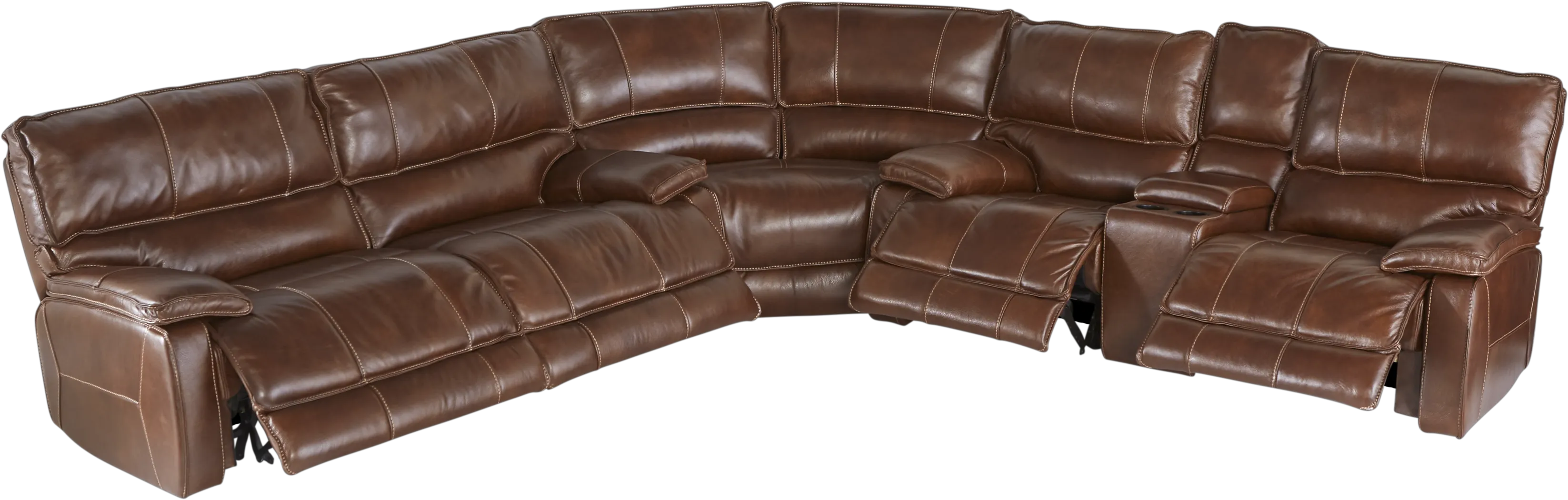 Cindy Crawford Home San Michele Brown 3 Pc Leather Reclining Sectional - Thumbnail - Image 2