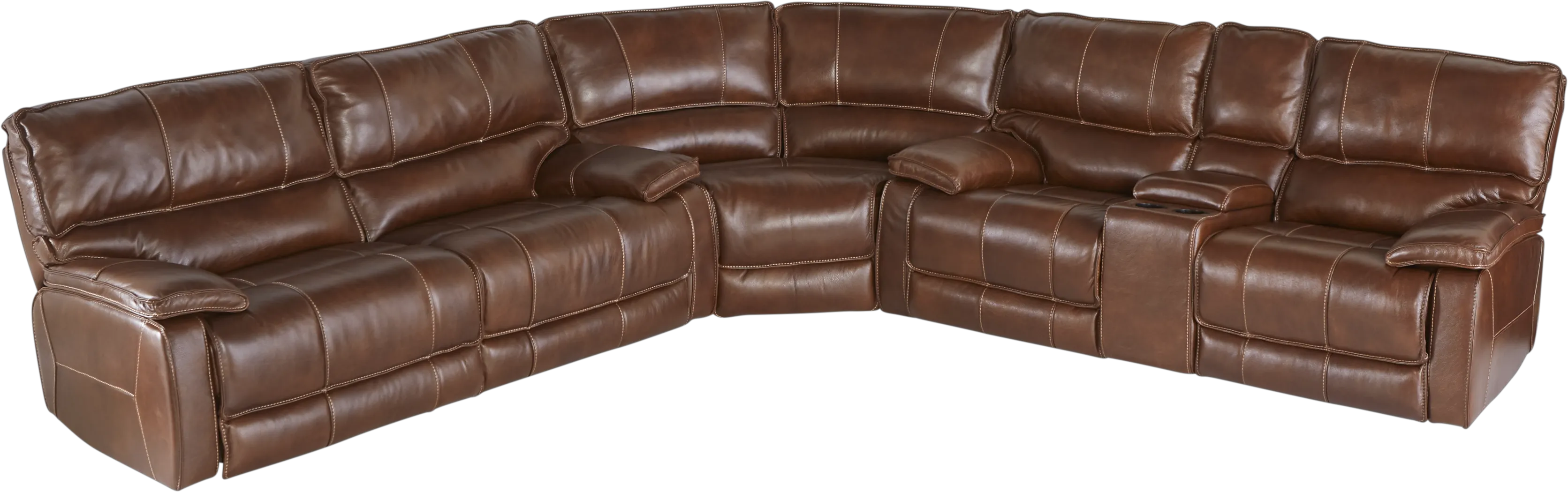 Cindy Crawford Home San Michele Brown 3 Pc Leather Reclining Sectional - Thumbnail - Image 1