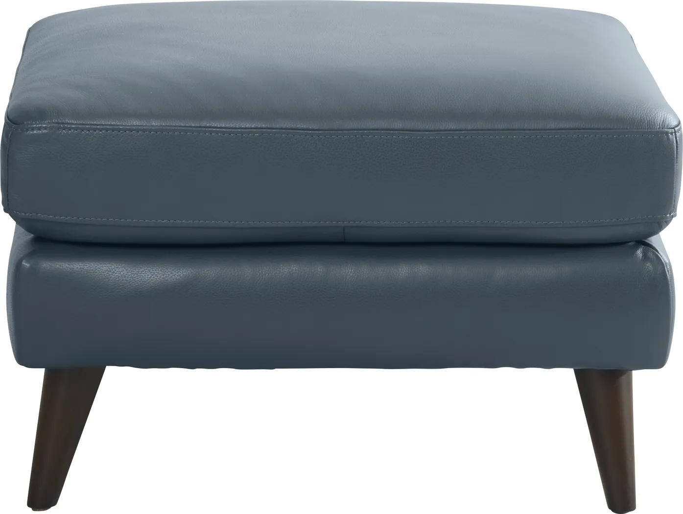 San Salerno Blue Leather Ottoman - Thumbnail - Image 2