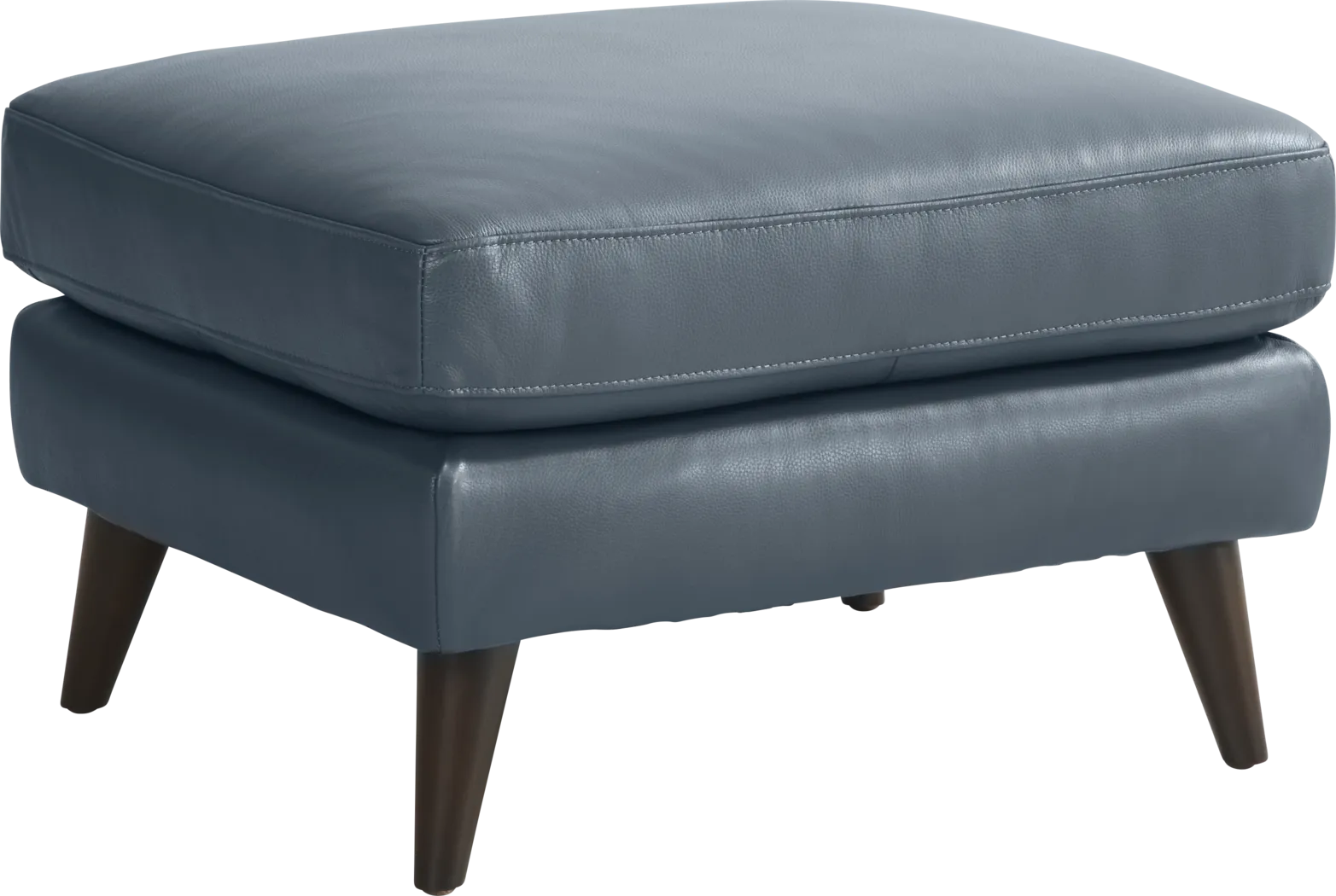 San Salerno Blue Leather Ottoman - Thumbnail - Image 1