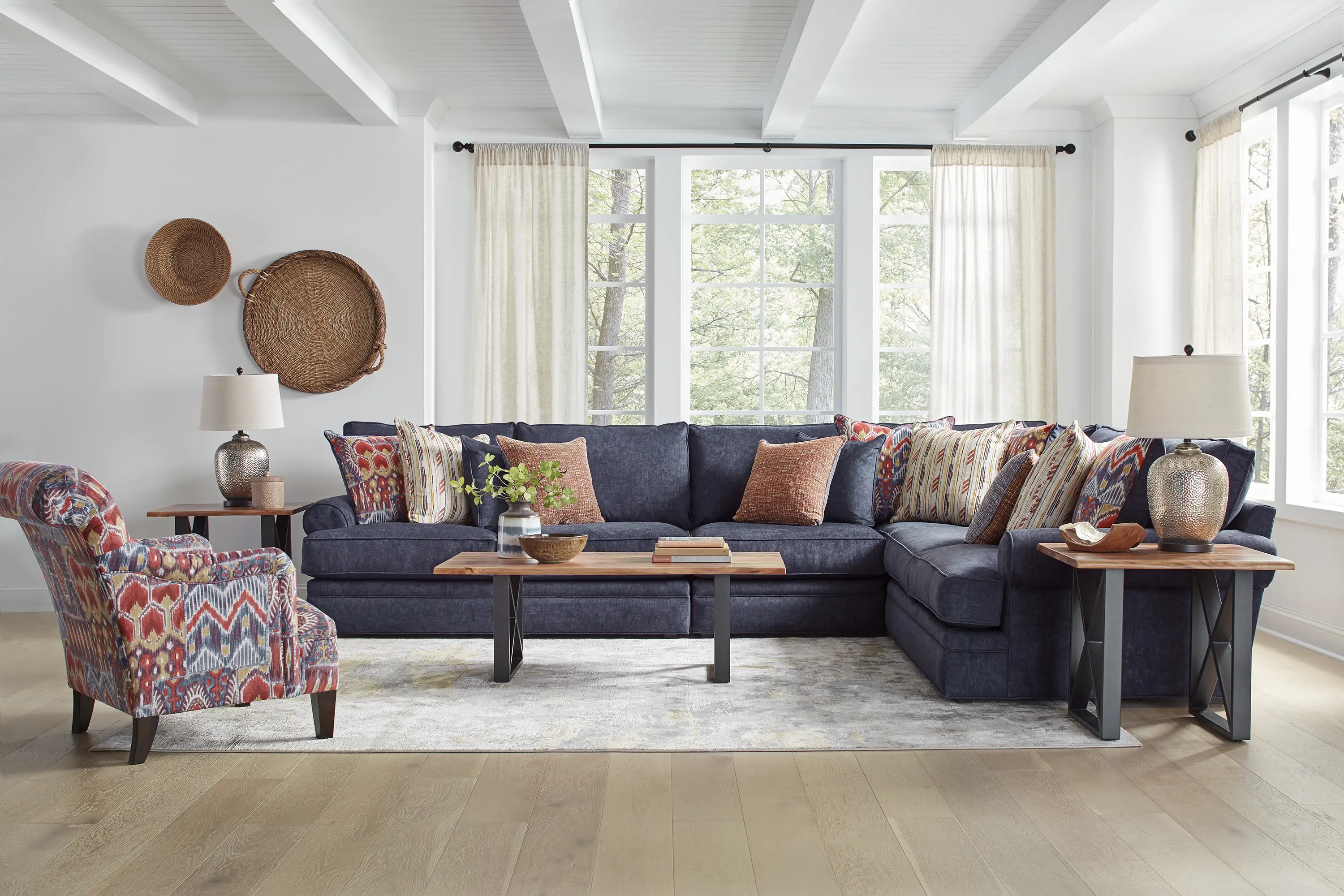 Cindy Crawford Home Scottsdale Navy 4 Pc Sectional - Thumbnail - Image 1