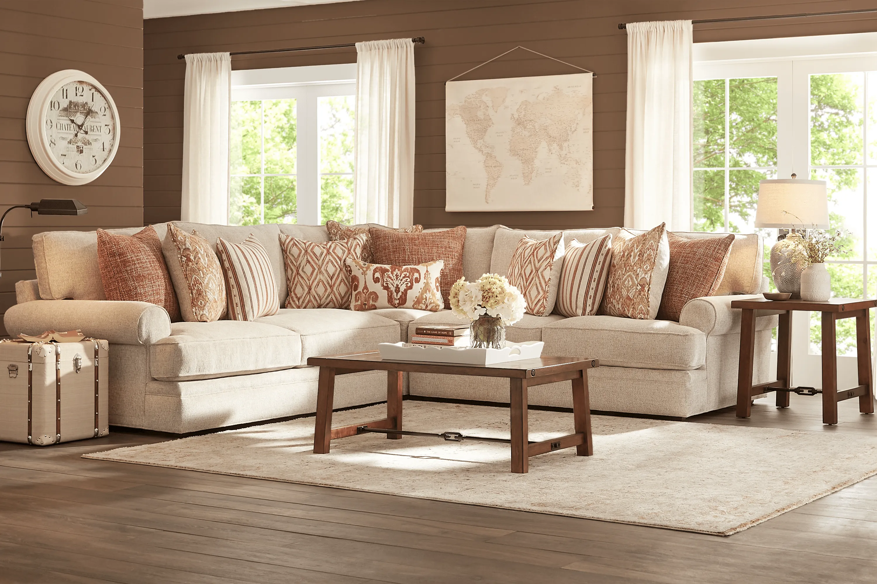 Cindy Crawford Home Scottsdale Square Beige 3 Pc Sectional - Thumbnail - Image 2