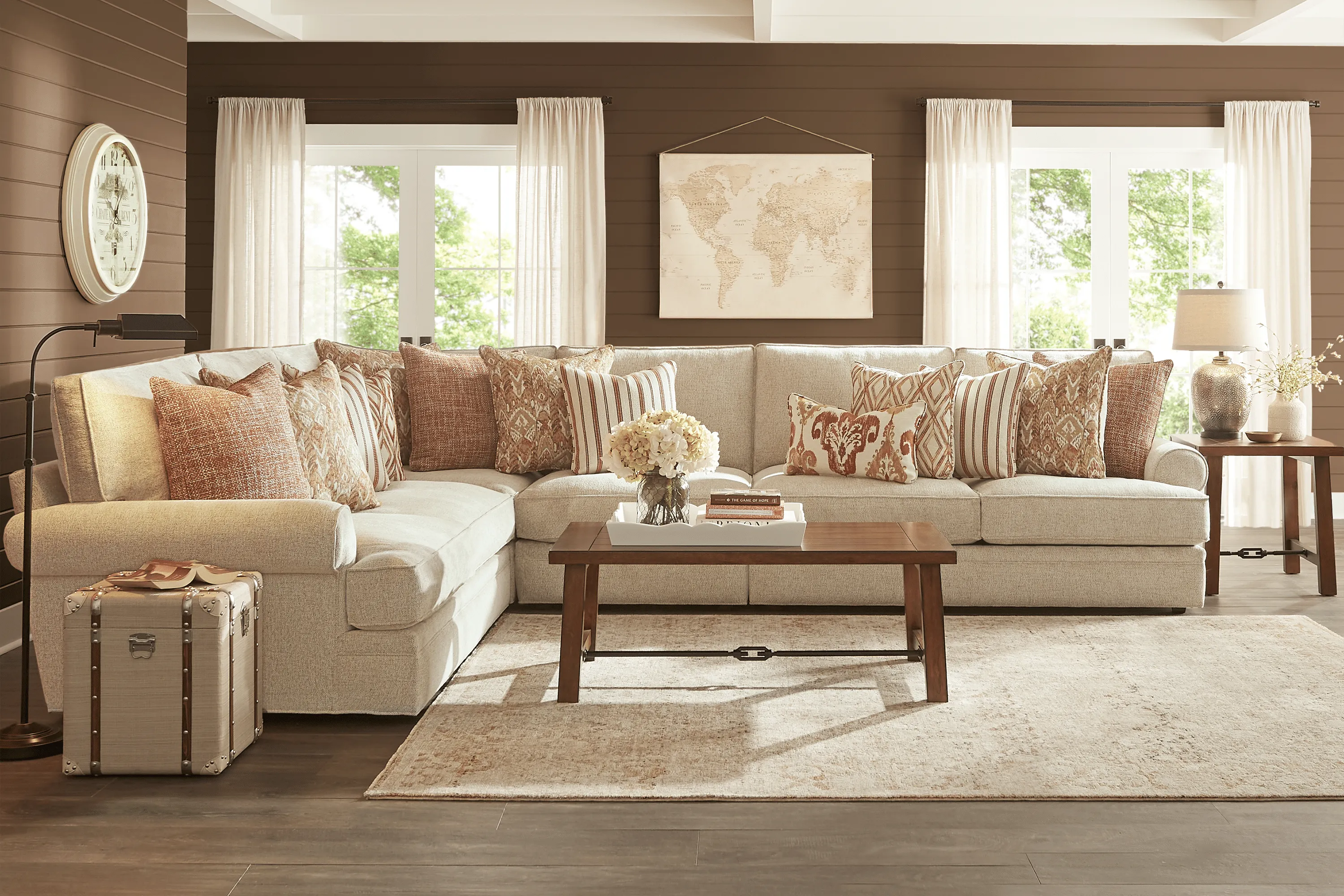 Cindy Crawford Home Scottsdale Square Beige 7 Pc Sectional Living Room - Thumbnail - Image 1