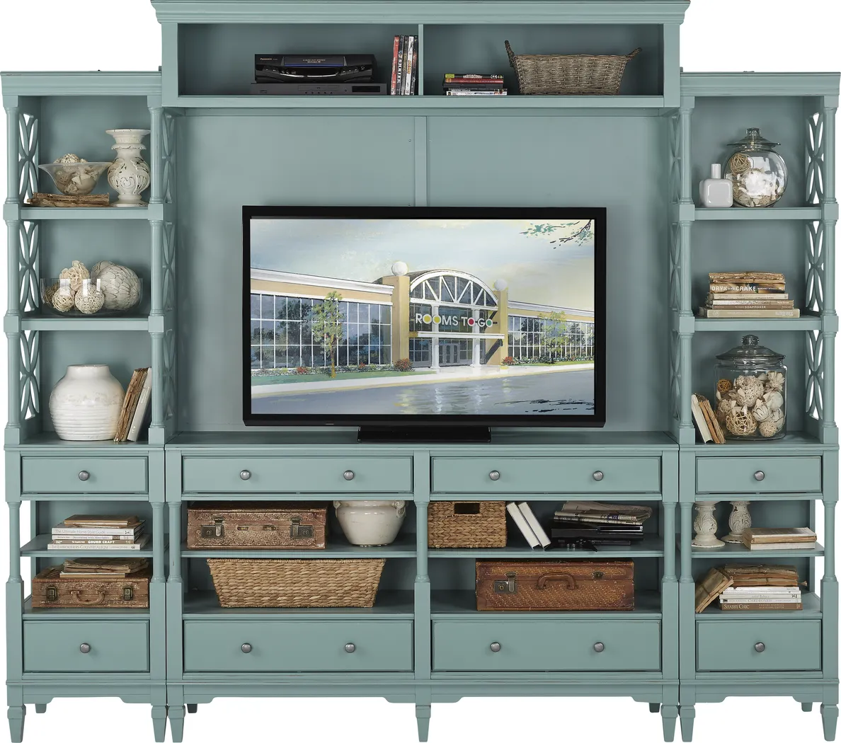 Cindy Crawford Home Seaside Blue/Green 5 Pc Wall Unit - Thumbnail - Image 1