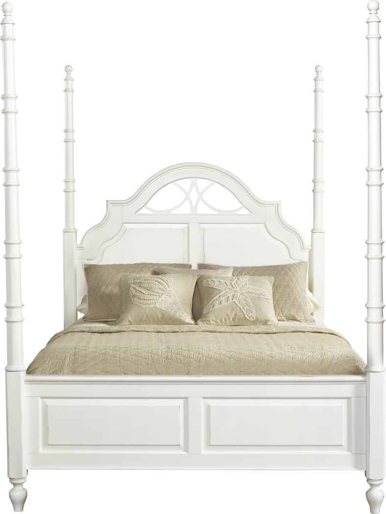 Cindy Crawford Home Seaside White 4 Pc King Poster Bed - Thumbnail - Image 1