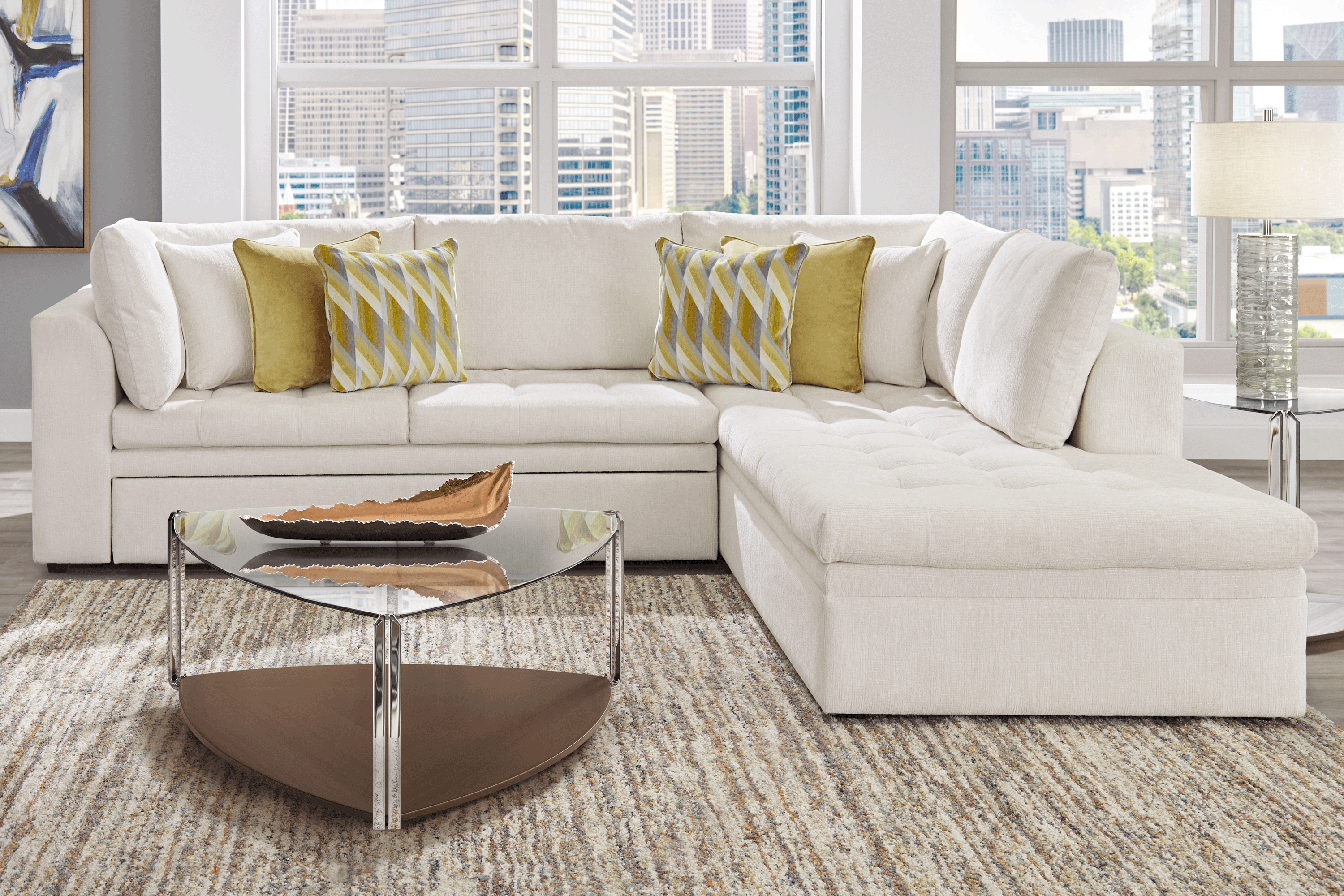 Sheridan Square Off-White 2 Pc Sleeper Sectional - Thumbnail - Image 2