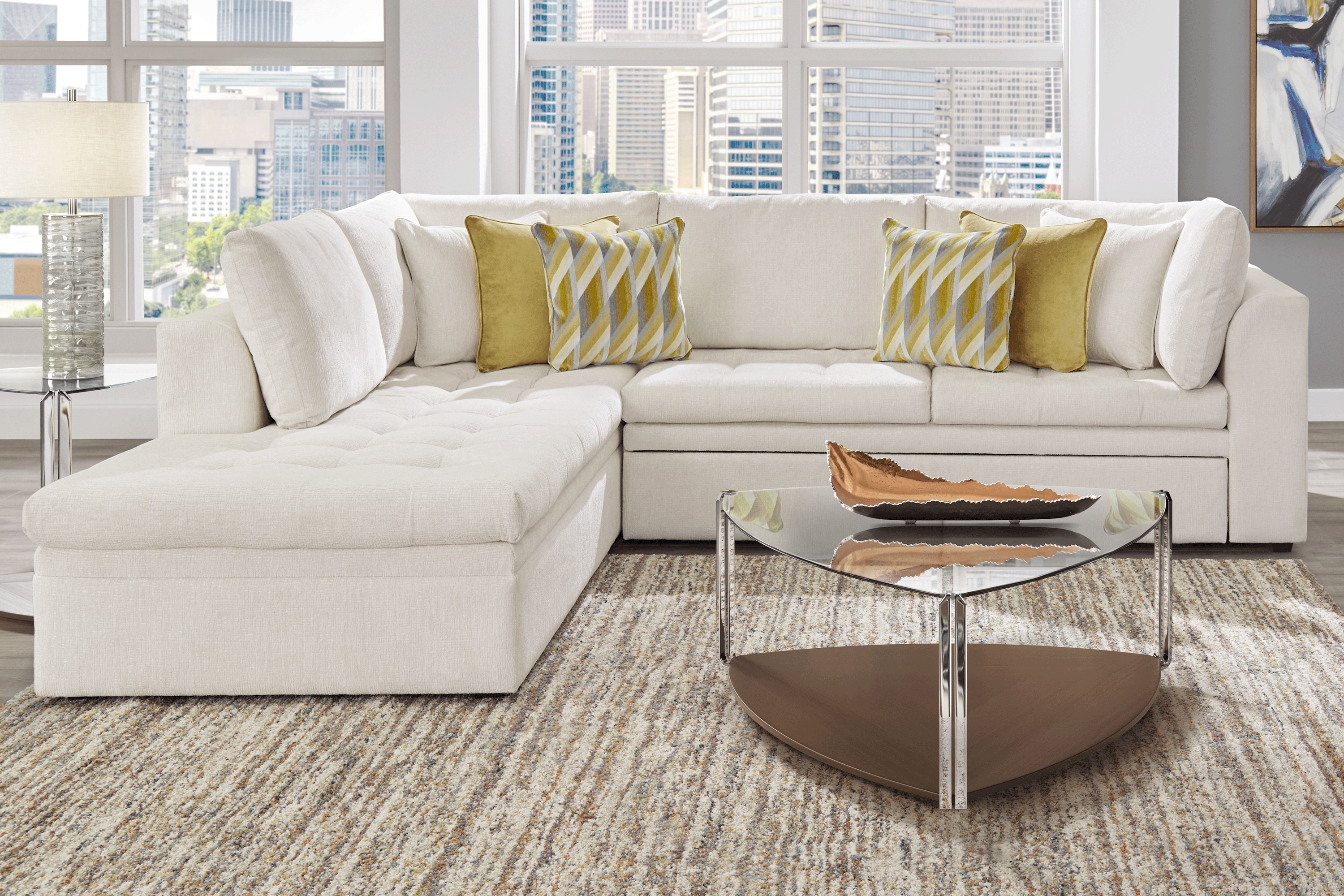 Sheridan Square Off-White 2 Pc Sleeper Sectional - Thumbnail - Image 2