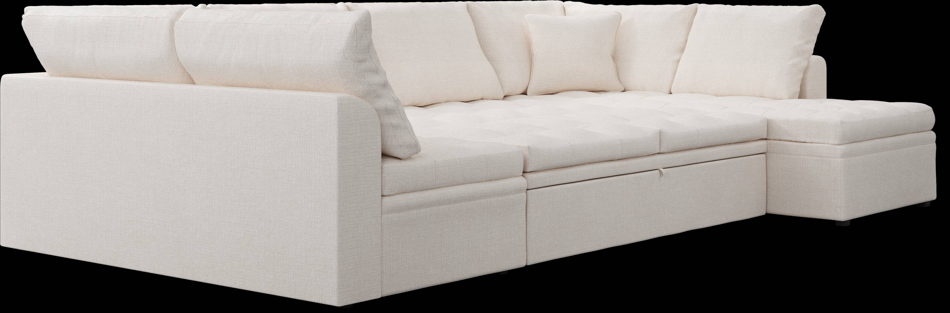 Sheridan Square Off-White 5 Pc Sleeper Sectional Living Room - Thumbnail - Image 5