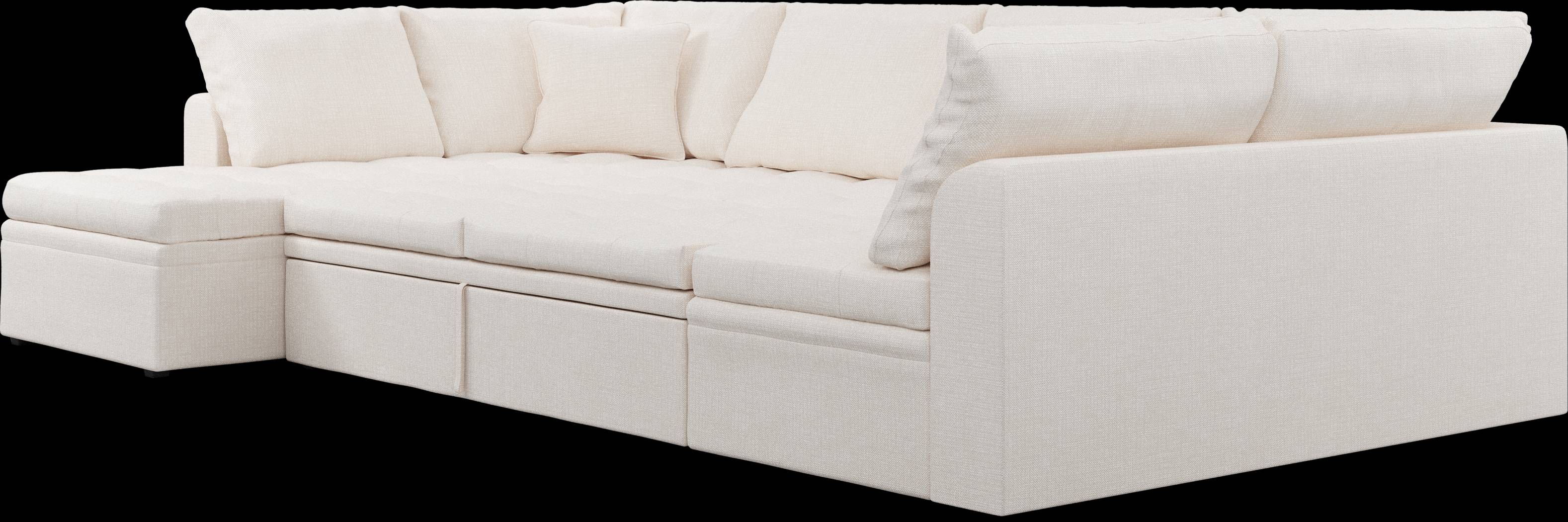 Sheridan Square Off-White 5 Pc Sleeper Sectional Living Room - Thumbnail - Image 5