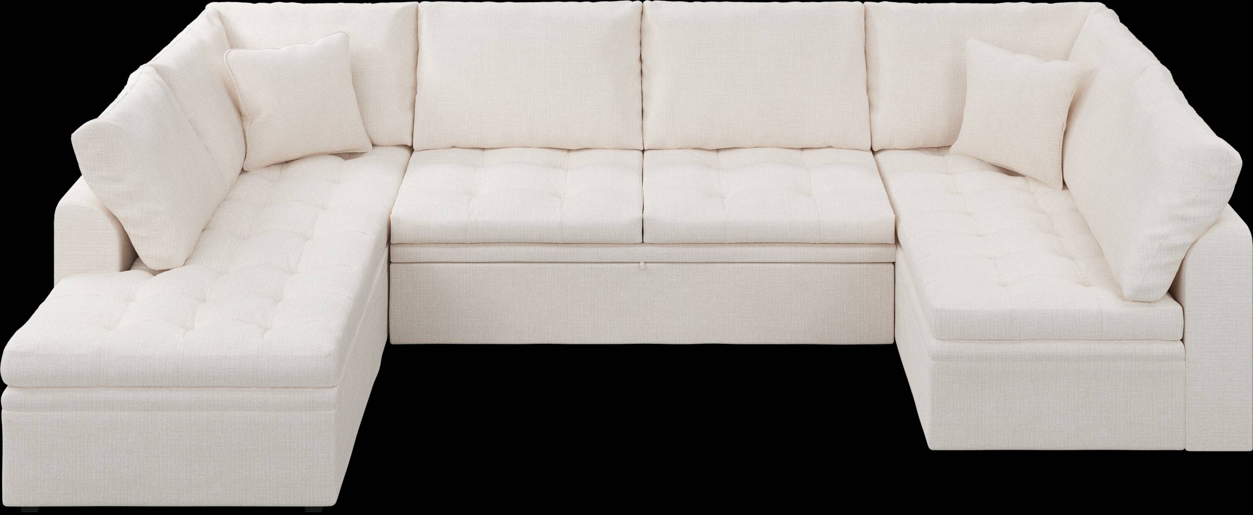 Sheridan Square Off-White 5 Pc Sleeper Sectional Living Room - Thumbnail - Image 6