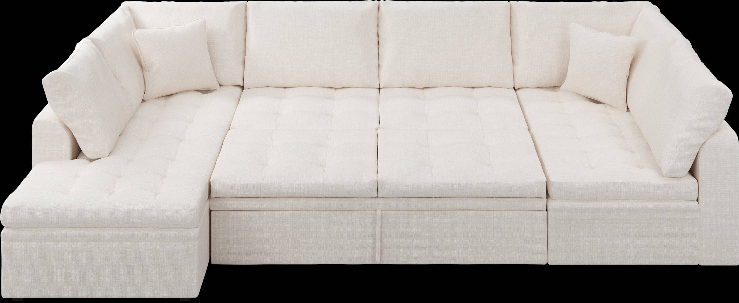 Sheridan Square Off-White 5 Pc Sleeper Sectional Living Room - Thumbnail - Image 7
