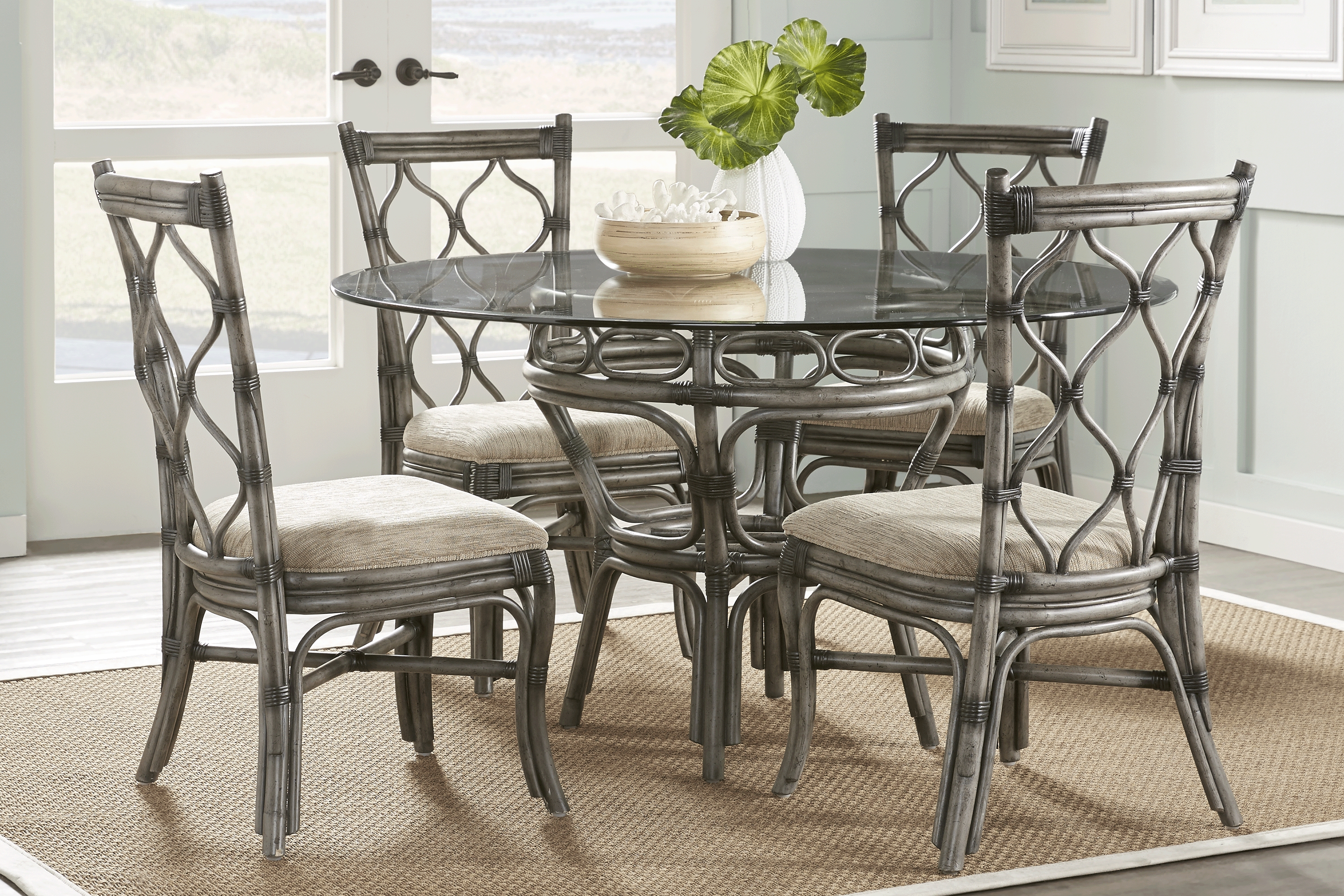 Cindy Crawford Home Shorecrest Gray 54 in. 5 Pc Round Dining Set - Thumbnail - Image 1