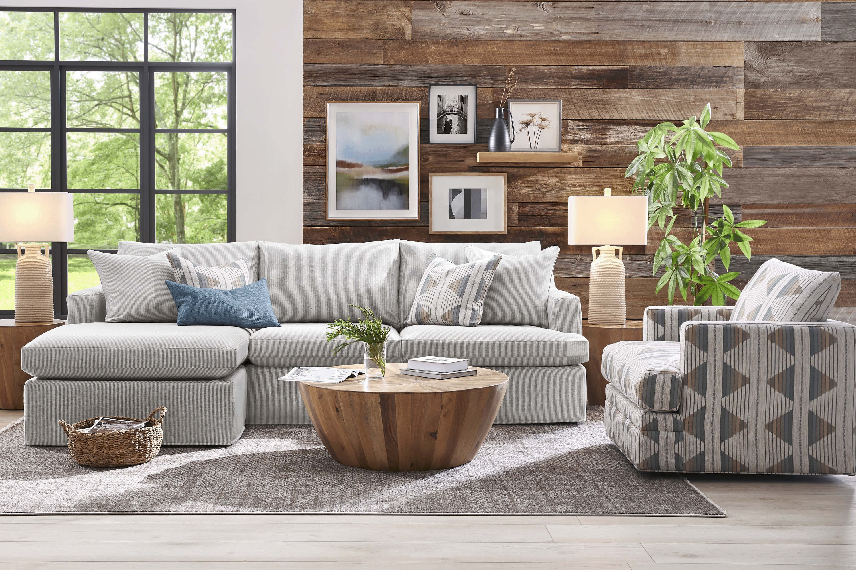 Soho Loft Gray Slipcover 4 Pc Sectional Living Room - Thumbnail - Image 1