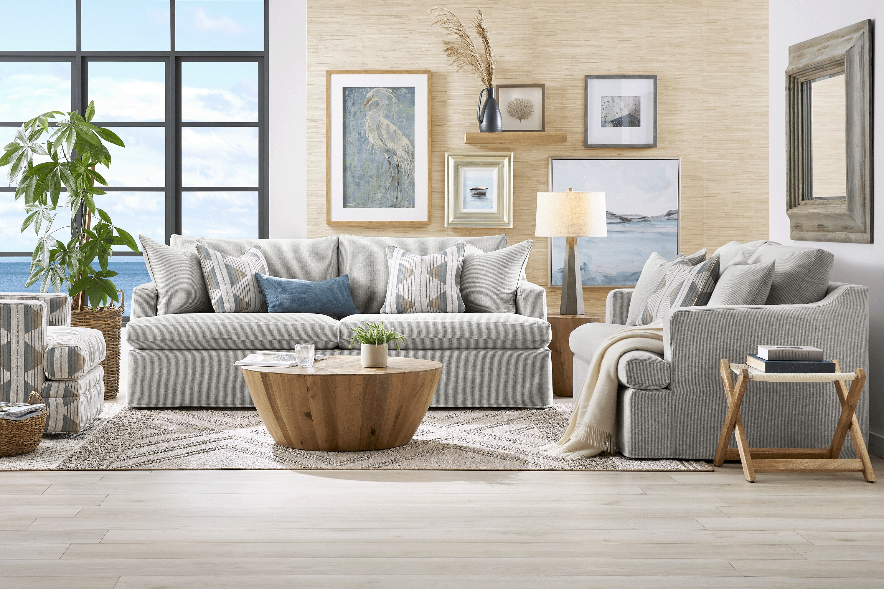 Soho Loft Gray Slipcover 5 Pc Living Room with Sleeper Sofa - Thumbnail - Image 1