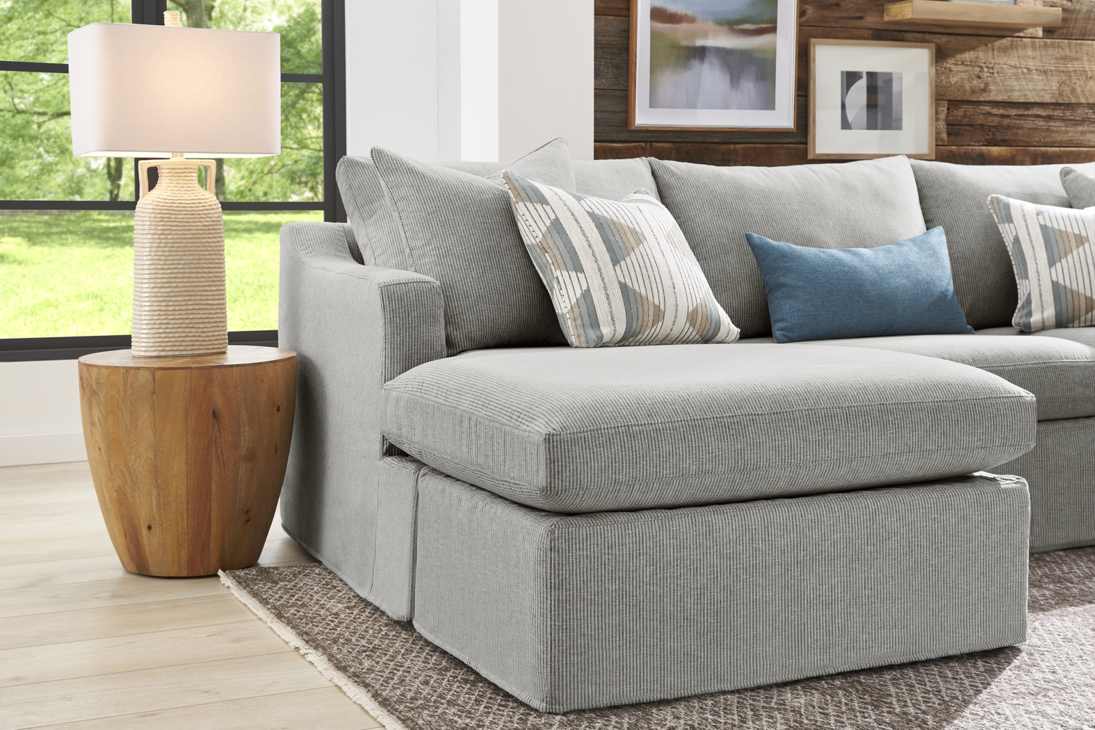 Soho Loft Gray Slipcover 5 Pc Sectional Living Room - Thumbnail - Image 4
