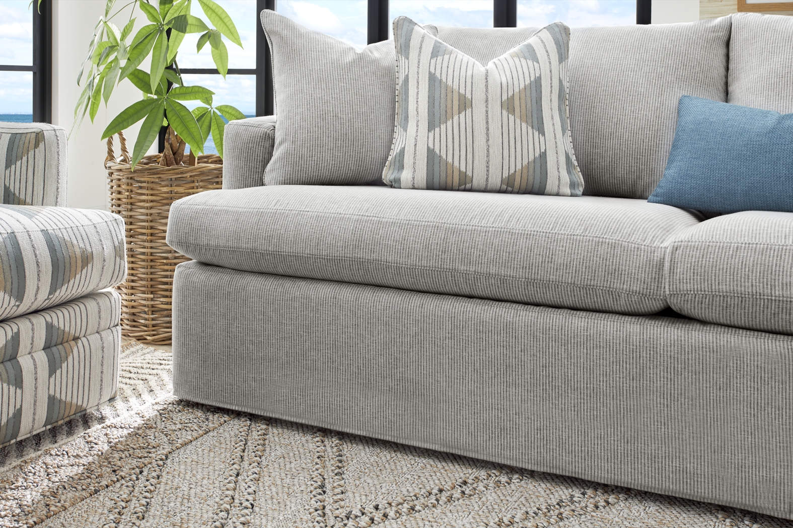 Soho Loft Gray Slipcover 7 Pc Living Room with Sleeper Sofa - Thumbnail - Image 5