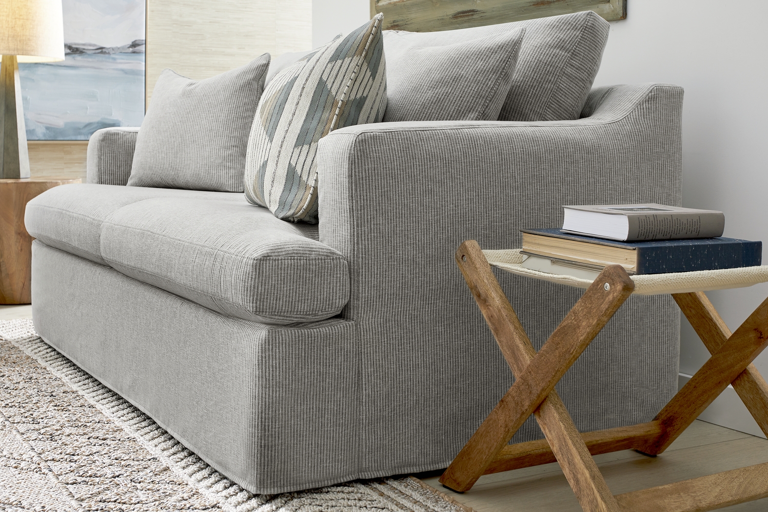 Soho Loft Gray Slipcover 7 Pc Living Room with Sleeper Sofa - Thumbnail - Image 6