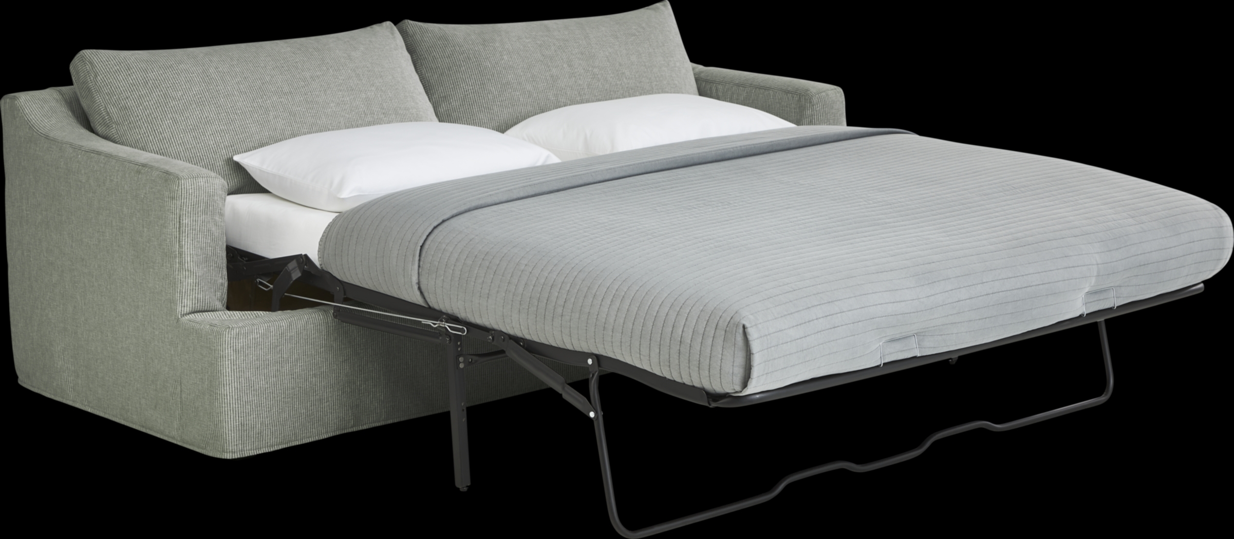 Soho Loft Green Slipcover 8 Pc Living Room with Gel Foam Sleeper Sofa - Thumbnail - Image 3