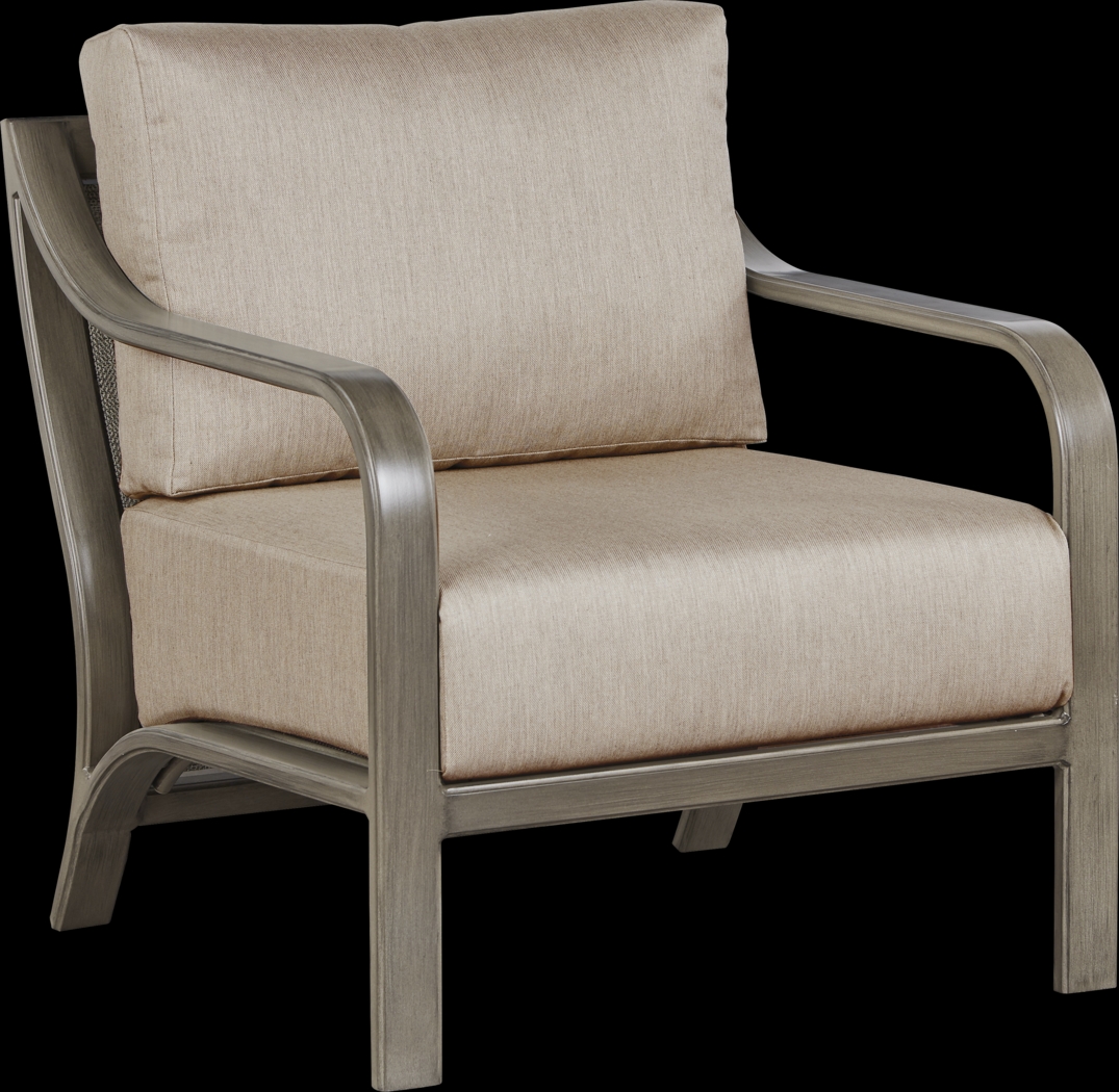 Cindy Crawford Home St. Lucia Champagne Outdoor Chair with Mushroom Cushions - Thumbnail - Image 1