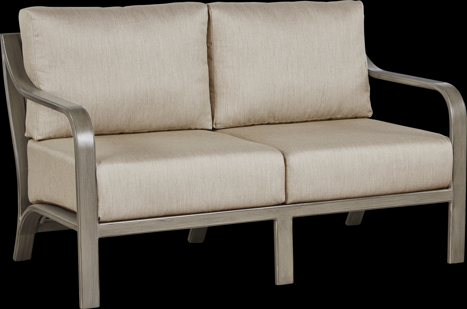 Cindy Crawford Home St. Lucia Champagne Outdoor Loveseat with Mushroom Cushions - Thumbnail - Image 2