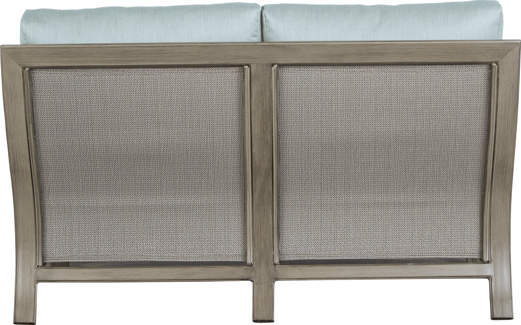 Cindy Crawford Home St. Lucia Champagne Outdoor Loveseat with Seafoam Cushions - Thumbnail - Image 3