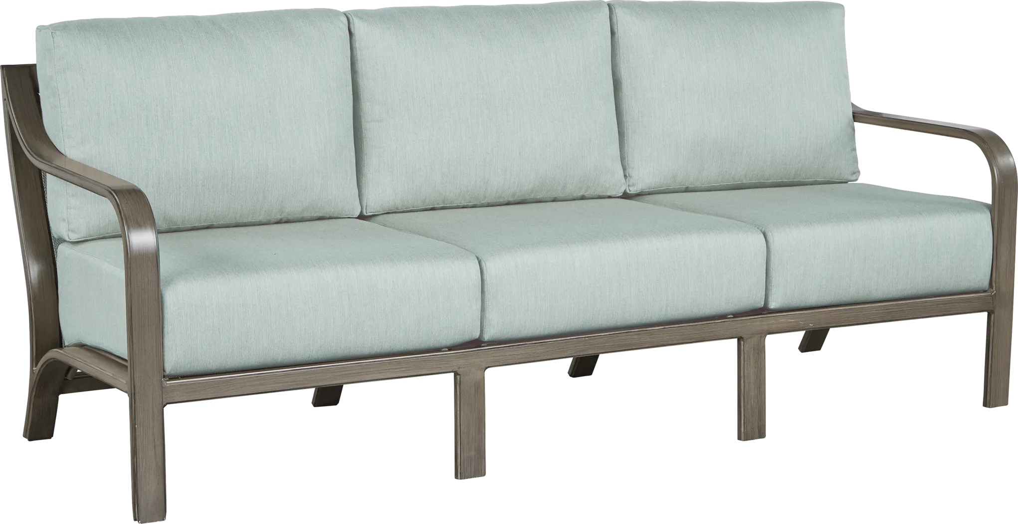 Cindy Crawford Home St. Lucia Champagne Outdoor Sofa with Seafoam Cushions - Thumbnail - Image 2