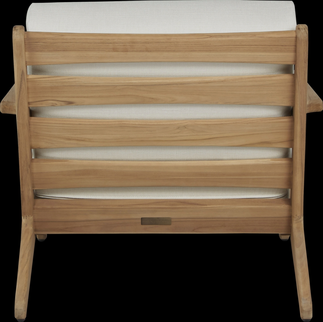 Cindy Crawford Home Sydney Teak Outdoor Chair with White Sand Cushions - Thumbnail - Image 2