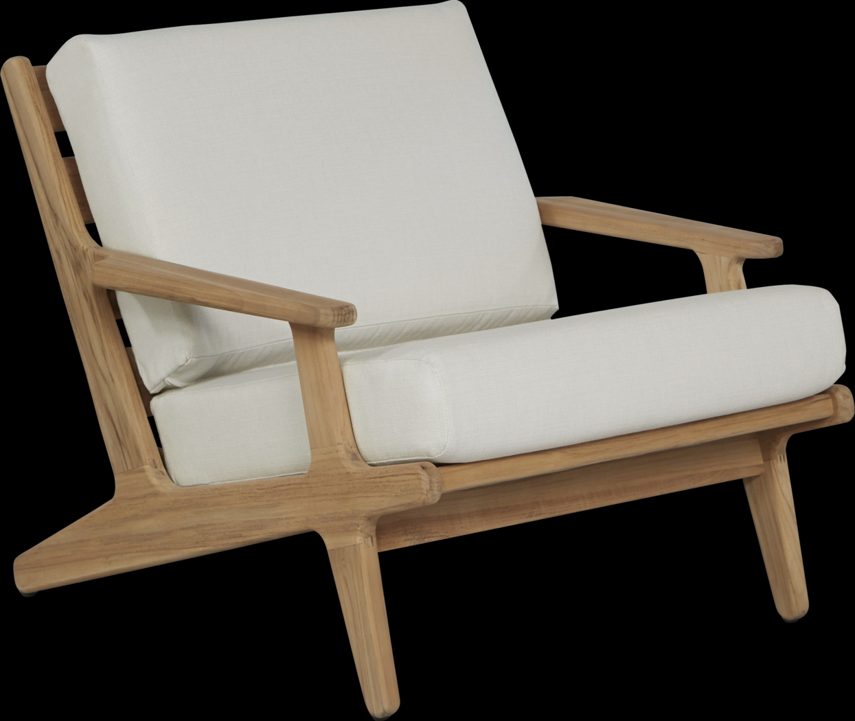 Cindy Crawford Home Sydney Teak Outdoor Chair with White Sand Cushions - Thumbnail - Image 1