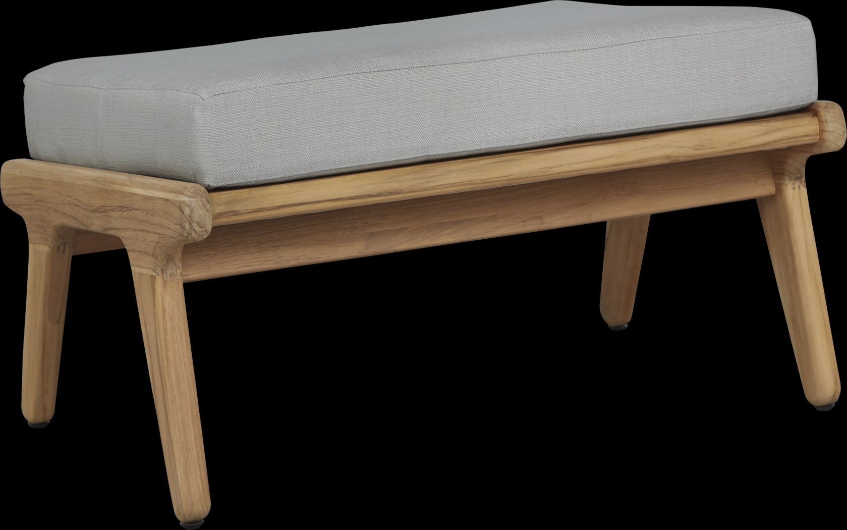 Cindy Crawford Home Sydney Teak Outdoor Ottoman with Pewter Cushion - Thumbnail - Image 1