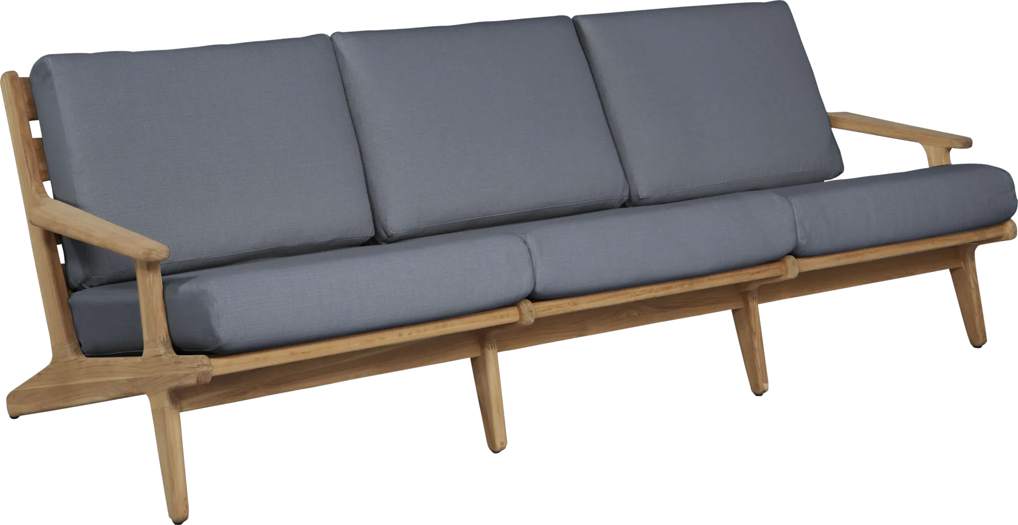 Cindy Crawford Home Sydney Teak Outdoor Sofa with Denim Cushions - Thumbnail - Image 3