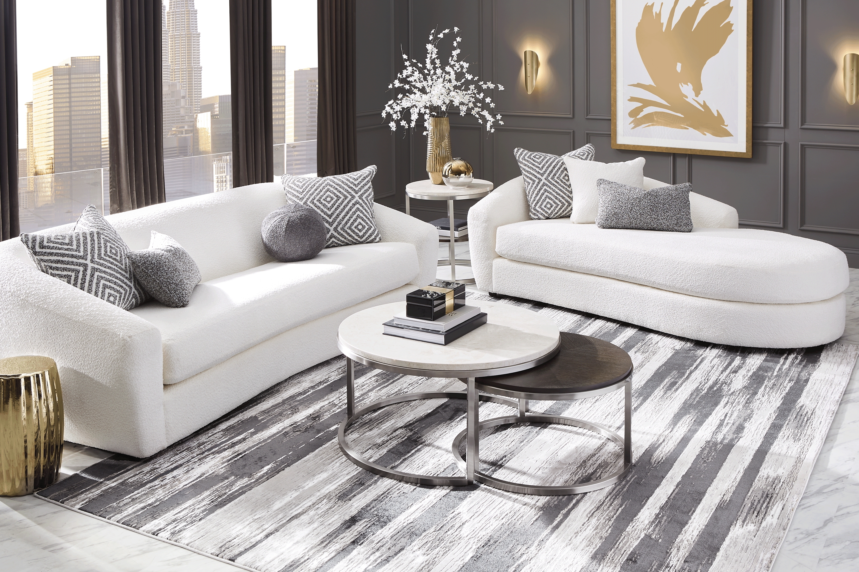The Swerve White 7 Pc Living Room - Thumbnail - Image 1