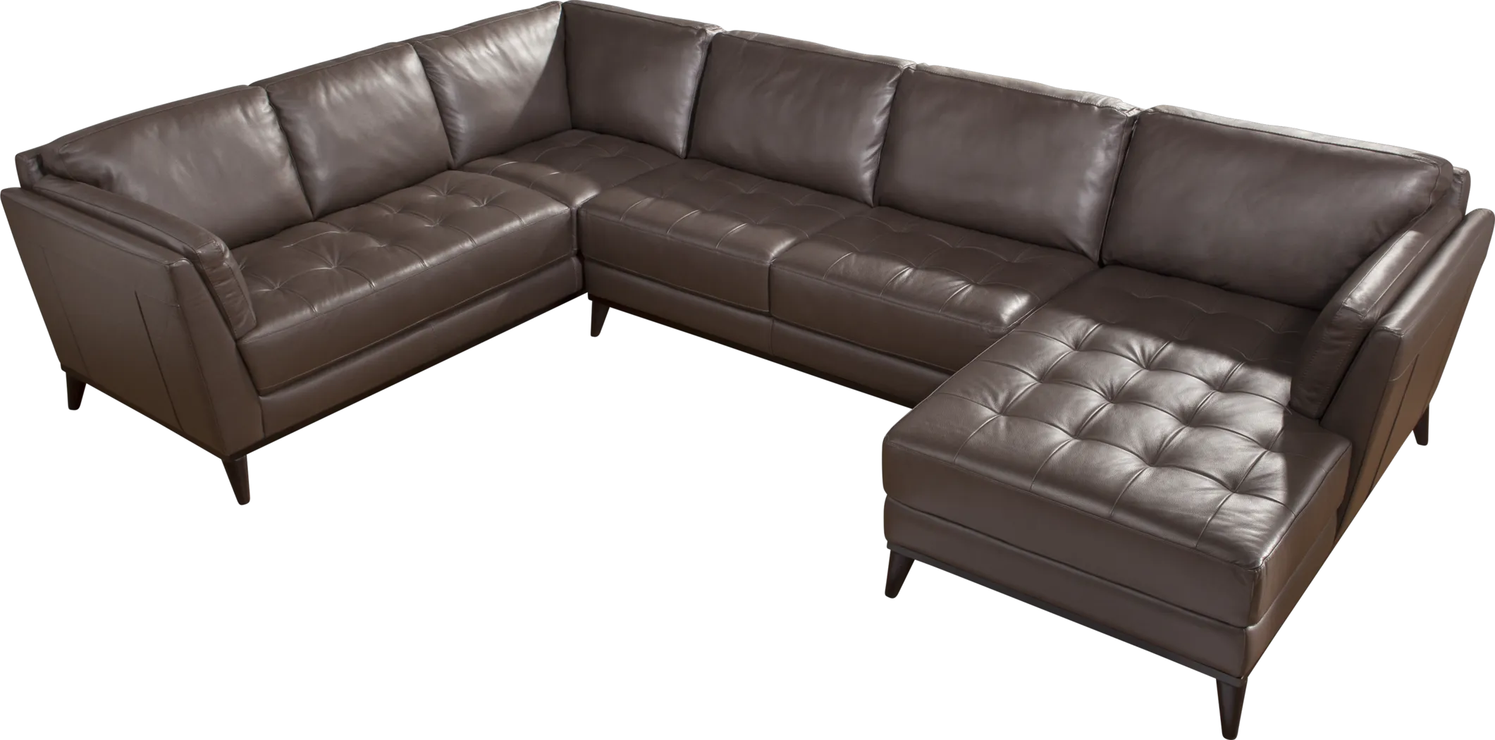 Cindy Crawford Home Thousand Oaks Mushroom 3 Pc Leather Sectional - Thumbnail - Image 1