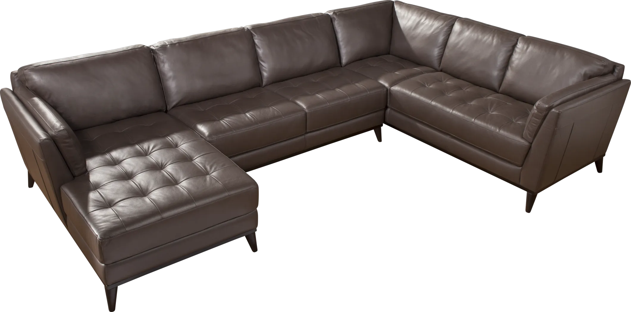 Cindy Crawford Home Thousand Oaks Mushroom 3 Pc Leather Sectional - Thumbnail - Image 1