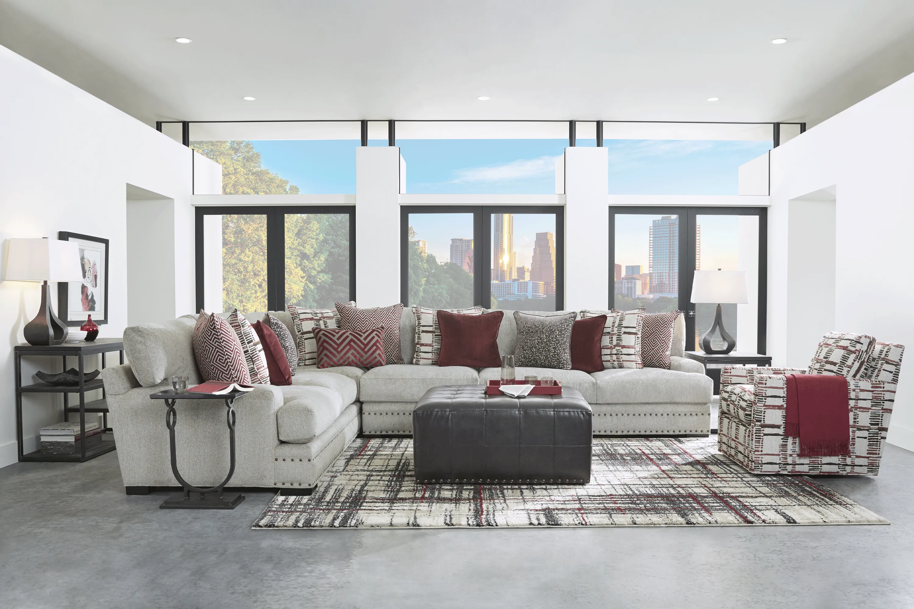 Cindy Crawford Home Tribeca Loft Beige 5 Pc Sectional Living Room - Thumbnail - Image 1